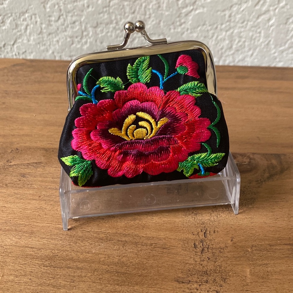 Mexican Oaxaca Floral Kiss Lock Coin Purse